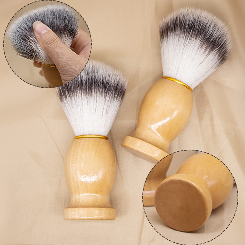 Shaving Brushes for Men 3 Pack Travel Shaving Brush Vegan Wood Handle Synthetic Hand Crafted Face Cleaning Tool Father