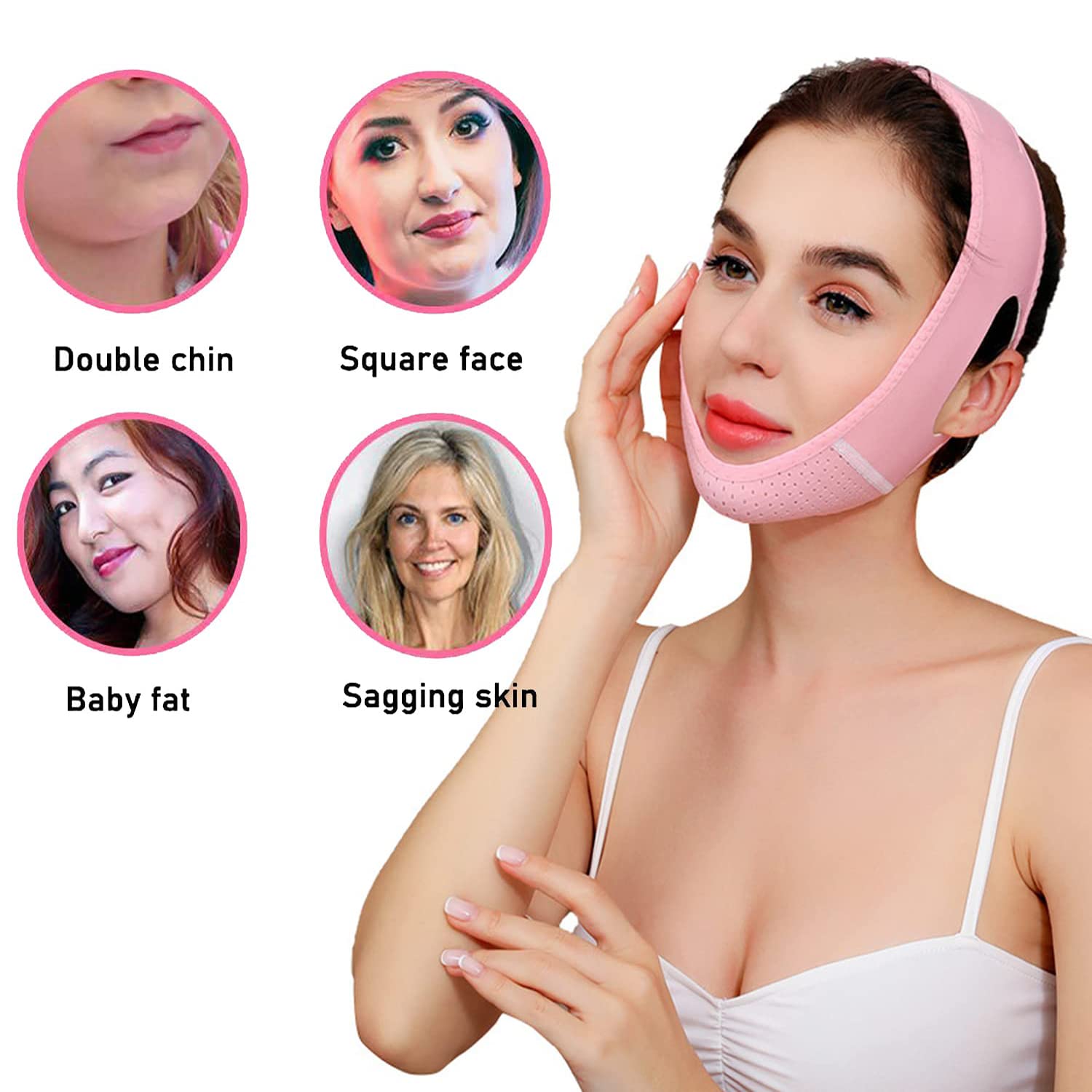 Reusable Double Chin Reducer V Line Face Lifting Tape V Shaped Slimming Face Mask Facial Slimming Strap For Firming and T