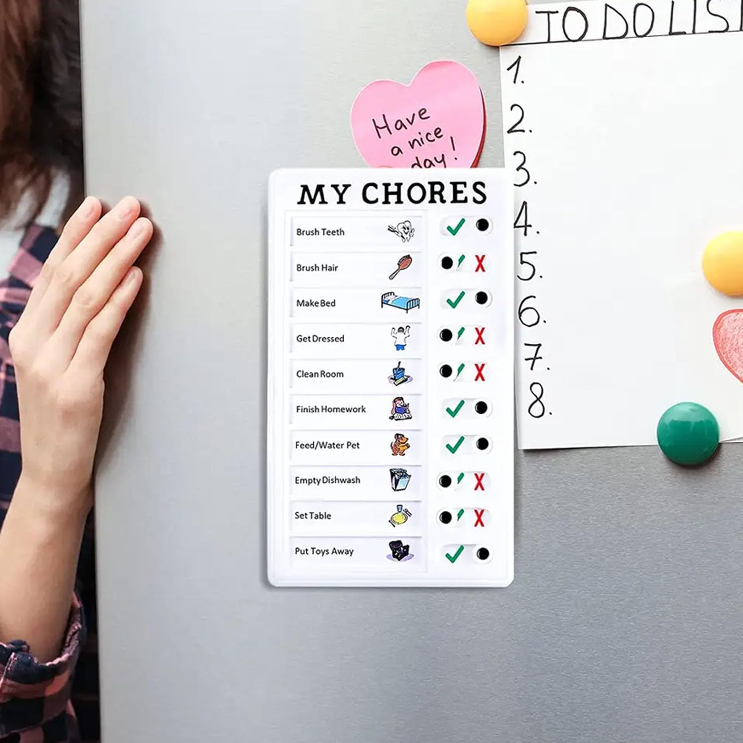 Versatile Chore Chart Set for Kids and Adults - 3-Pack Detachable Plastic Memo Boards with Markers and Cardstock, Daily R