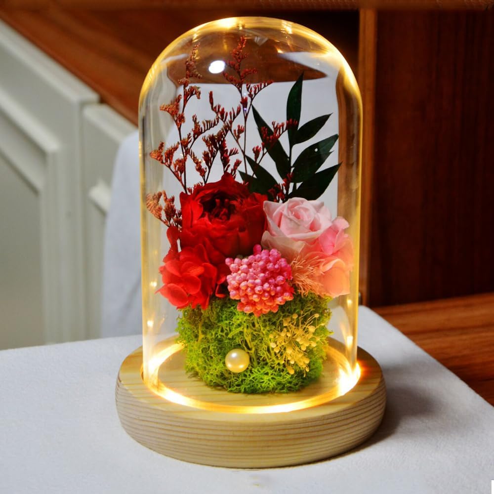 Preserved Flowers Gift | Forever Roses in Glass Dome | Long-Lasting Floral Arrangement for Birthday, Home Decor, and Spec